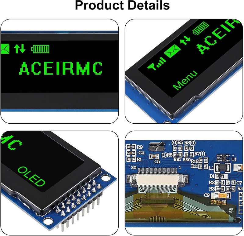 ACEIRMC 2pcs 3.12 inch OLED Display 256x64 OLED LCD Display SSD1322 Module 16pin Parallel SPI Soldering for Arduino (Green) - Image 3